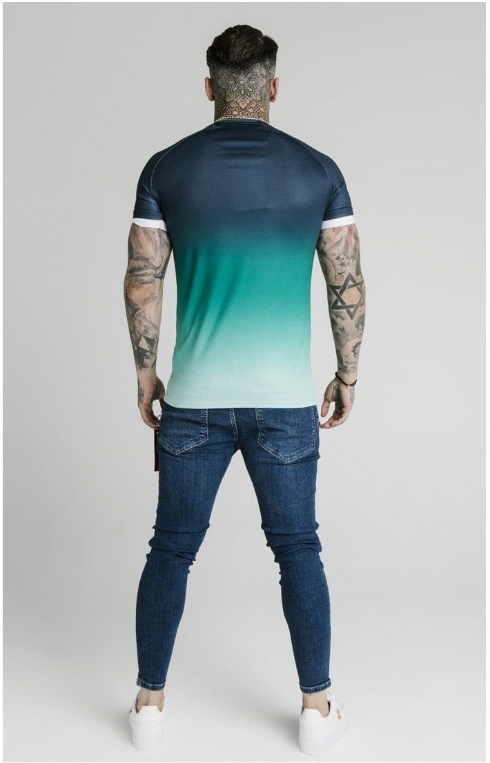 SikSilk S/S Straight Hem Fade Tech Tee - Navy Pacific Fade sold by Siksilk product image thumbnail 6