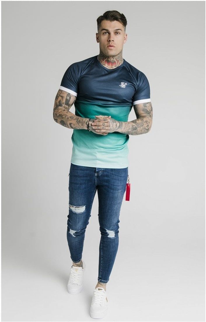 SikSilk S/S Straight Hem Fade Tech Tee - Navy Pacific Fade sold by Siksilk product image thumbnail 4