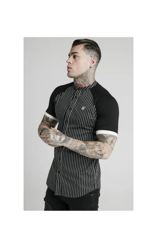 SikSilk S/S Raglan Inset Cuff  Shirt - Black & White sold by Siksilk