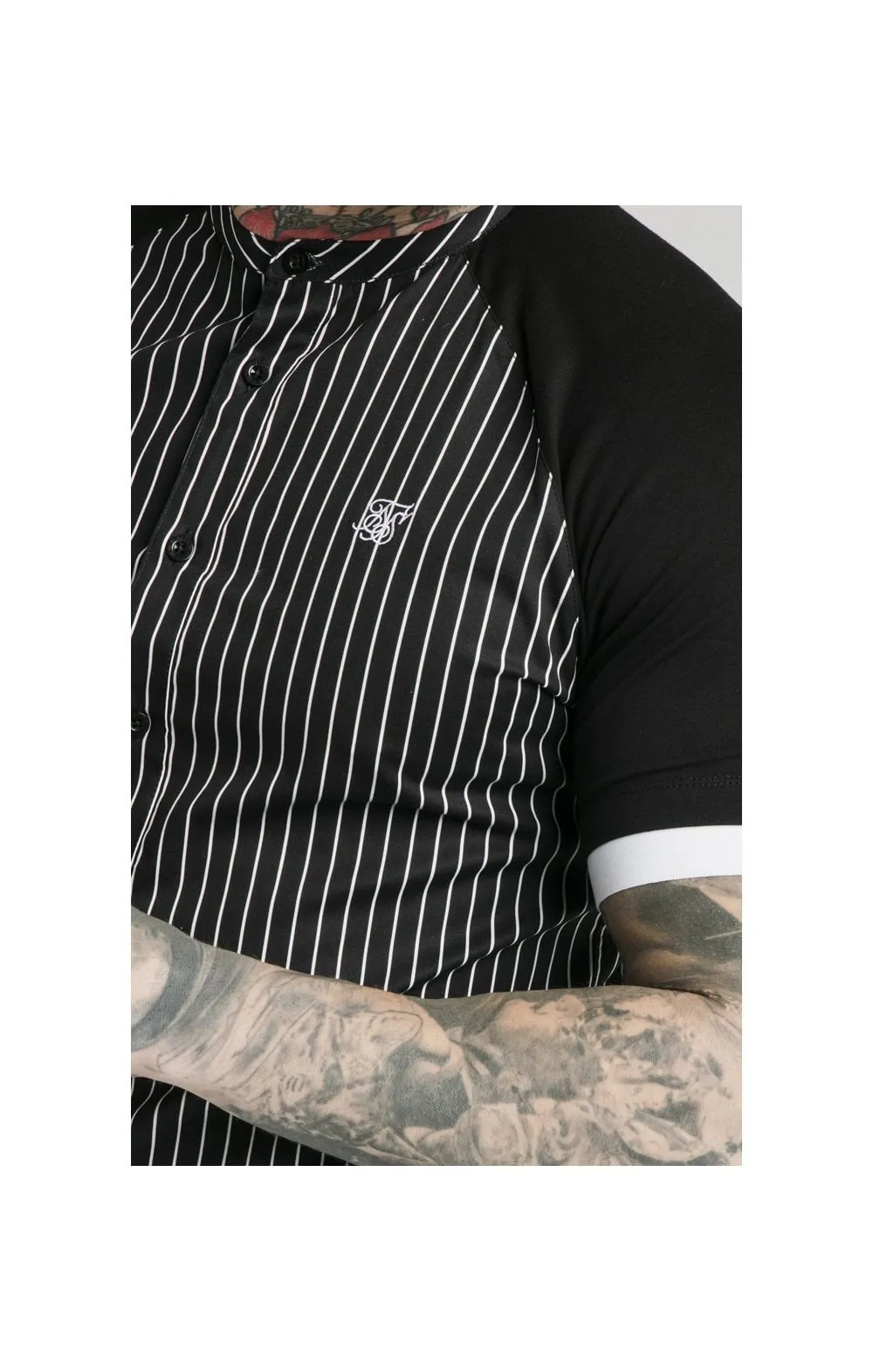 SikSilk S/S Raglan Inset Cuff Shirt - Black & White sold by Siksilk product image thumbnail 2