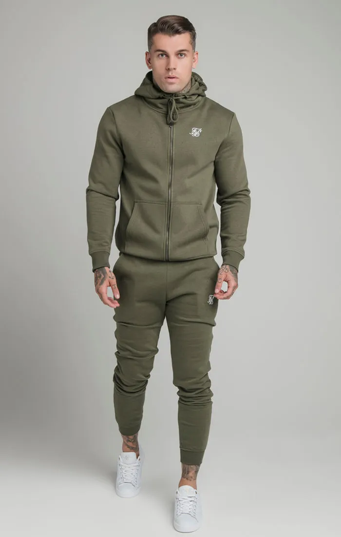 Khaki Essential Zip Through Funnel Neck Hoodie sold by Siksilk product image thumbnail 2