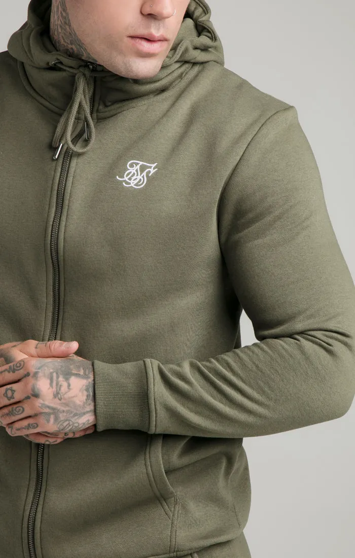 Khaki Essential Zip Through Funnel Neck Hoodie sold by Siksilk product image thumbnail 3