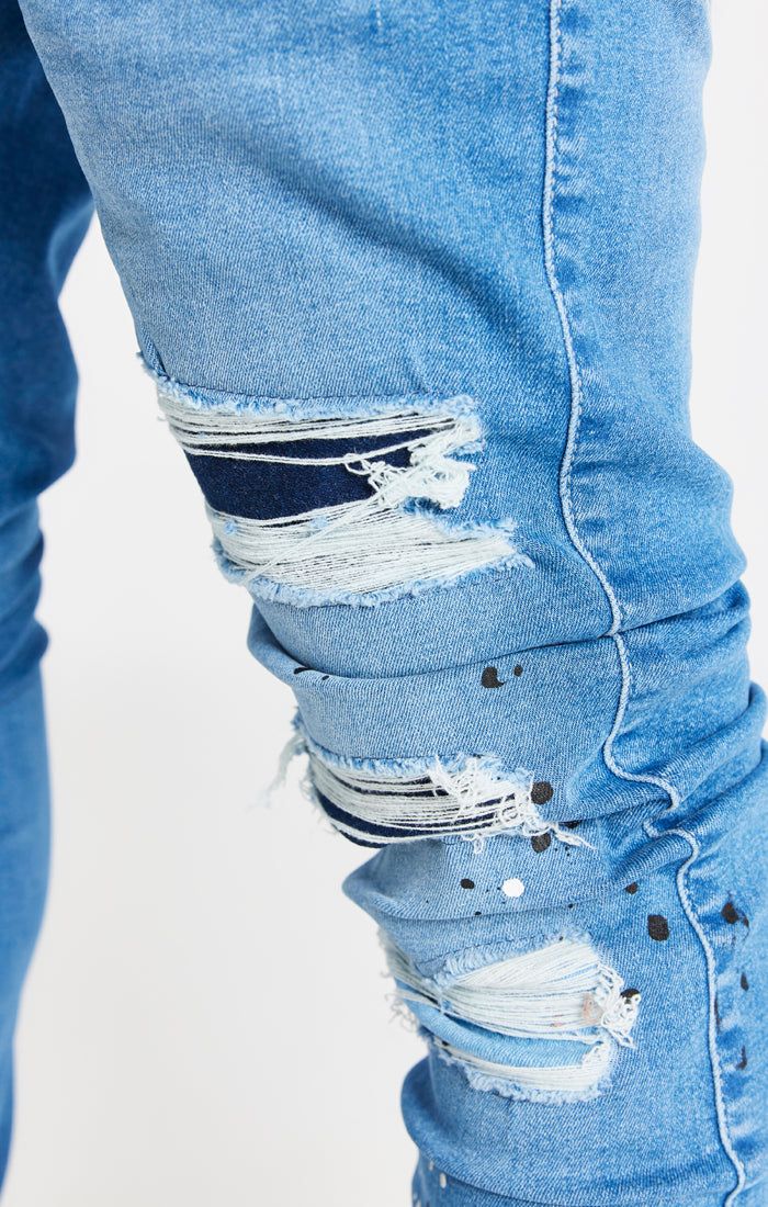 Blue Distressed Basic Cut Jean sold by Siksilk product image thumbnail 6