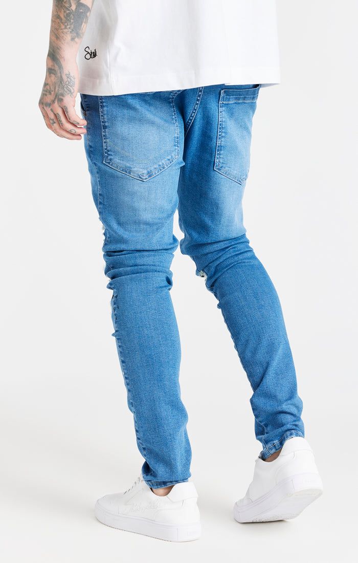 Blue Distressed Basic Cut Jean sold by Siksilk product image thumbnail 3