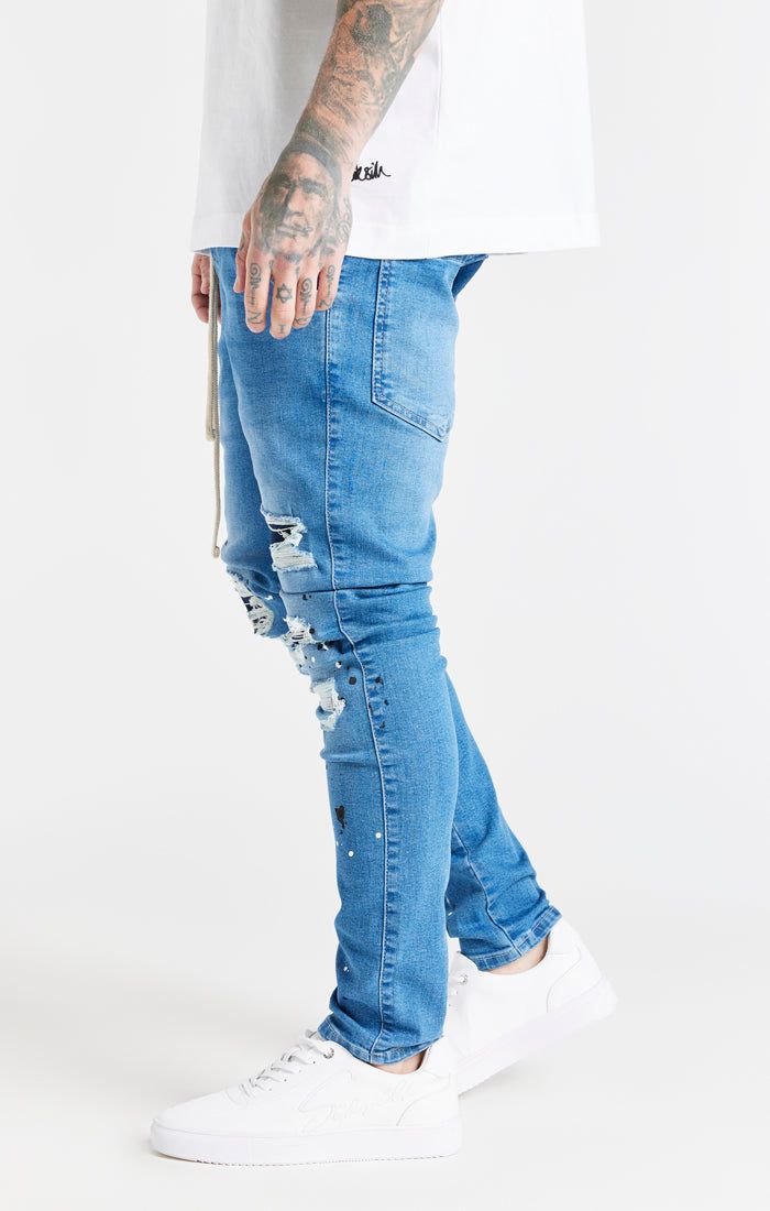 Blue Distressed Basic Cut Jean sold by Siksilk product image thumbnail 2