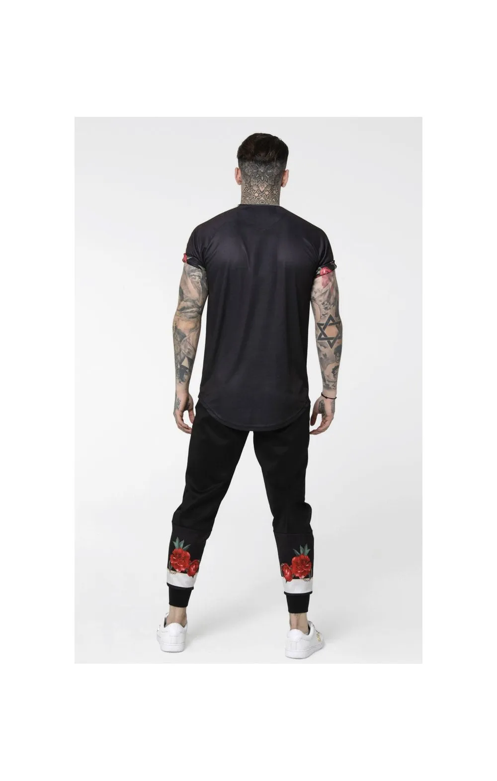 SikSilk S/S Curved Hem Raglan Roll Sleeve Tee – Black,Ecru & Red sold by Siksilk product image thumbnail 5