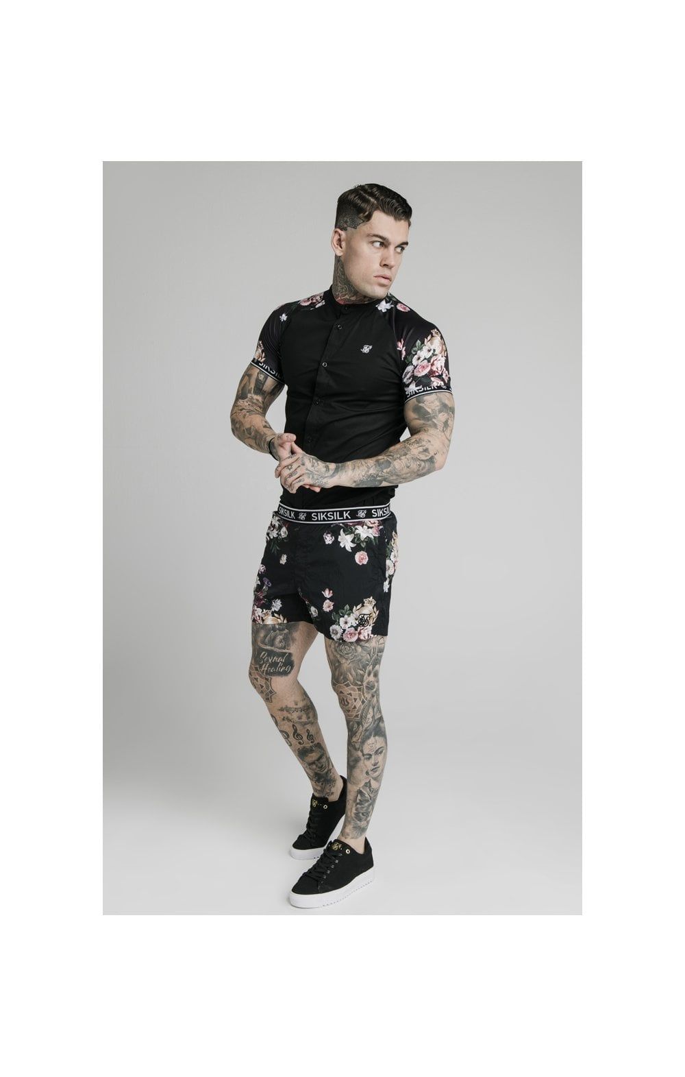 SikSilk S/S Grandad Jersey Sleeve Shirt - Black sold by Siksilk