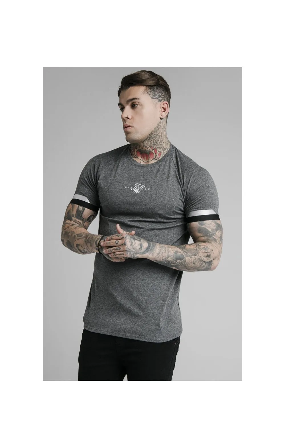 SikSilk Dual Cuff Tech Tee - Dark Grey Marl sold by Siksilk