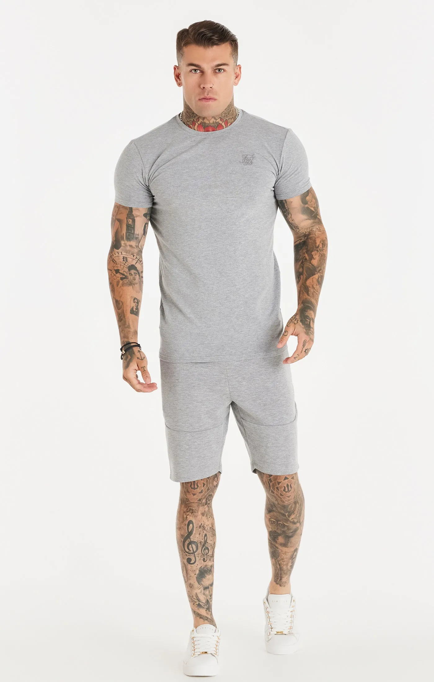 Grey Textured Muscle Fit T-Shirt sold by Siksilk product image thumbnail 3