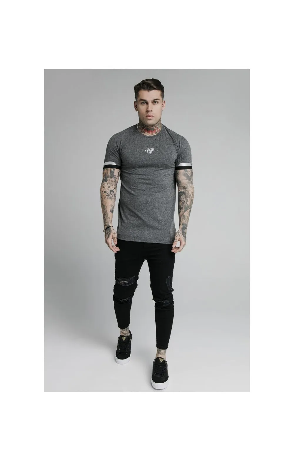 SikSilk Dual Cuff Tech Tee - Dark Grey Marl sold by Siksilk product image thumbnail 5