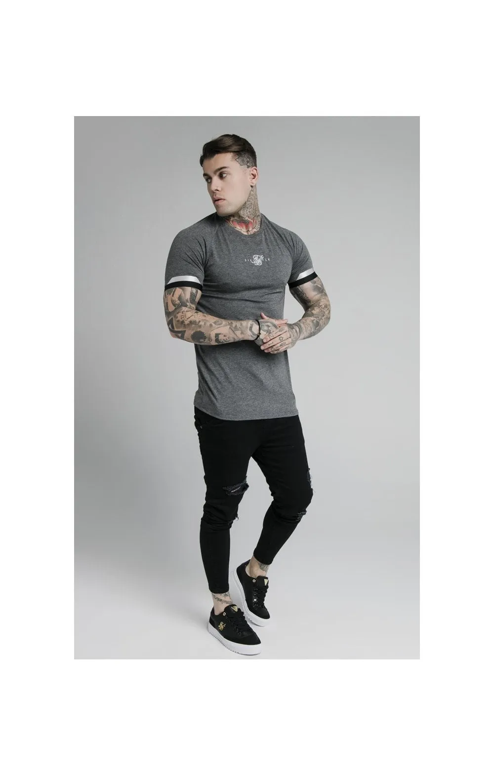 SikSilk Dual Cuff Tech Tee - Dark Grey Marl sold by Siksilk product image thumbnail 3