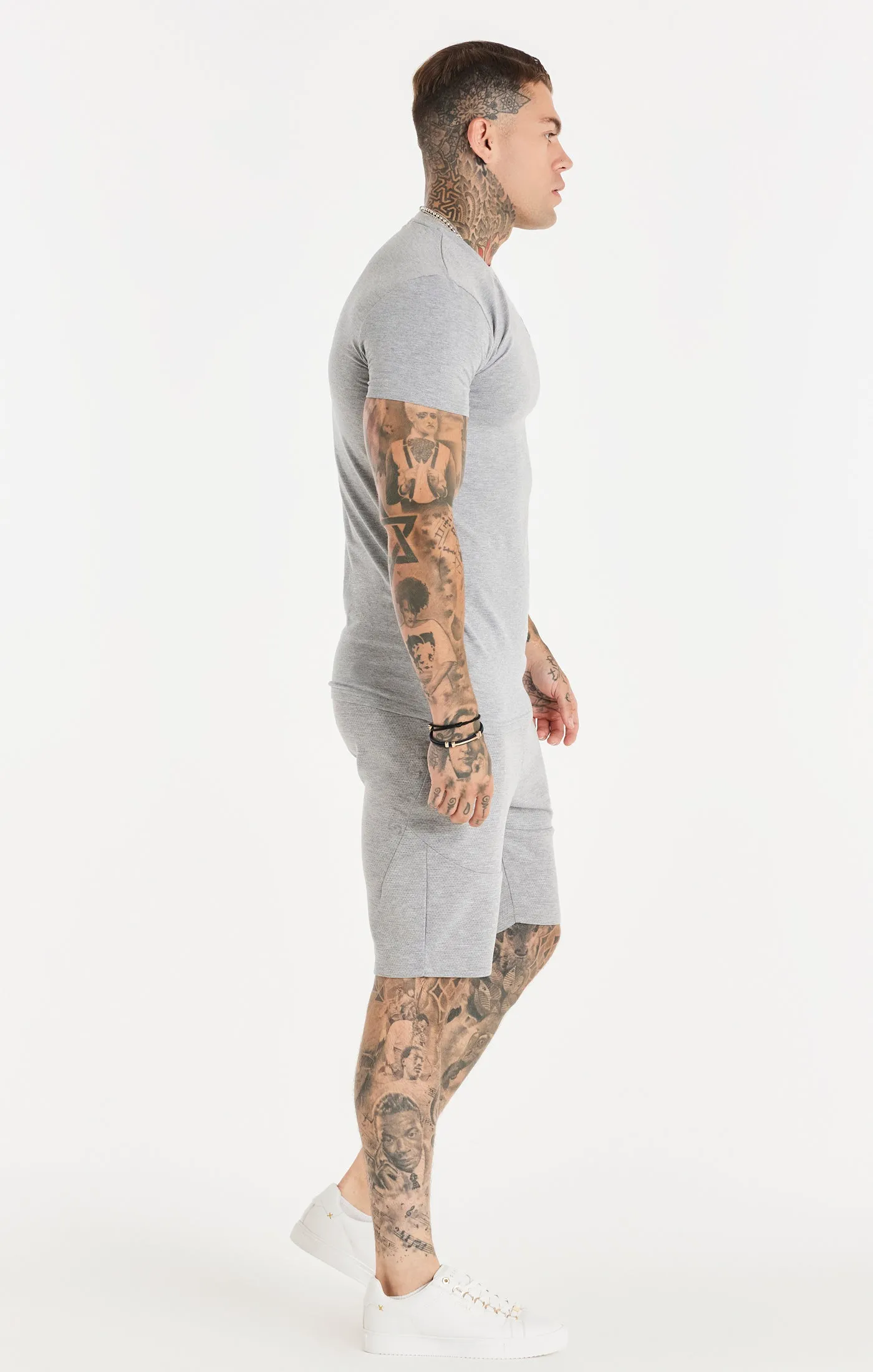 Grey Textured Muscle Fit T-Shirt sold by Siksilk product image thumbnail 5