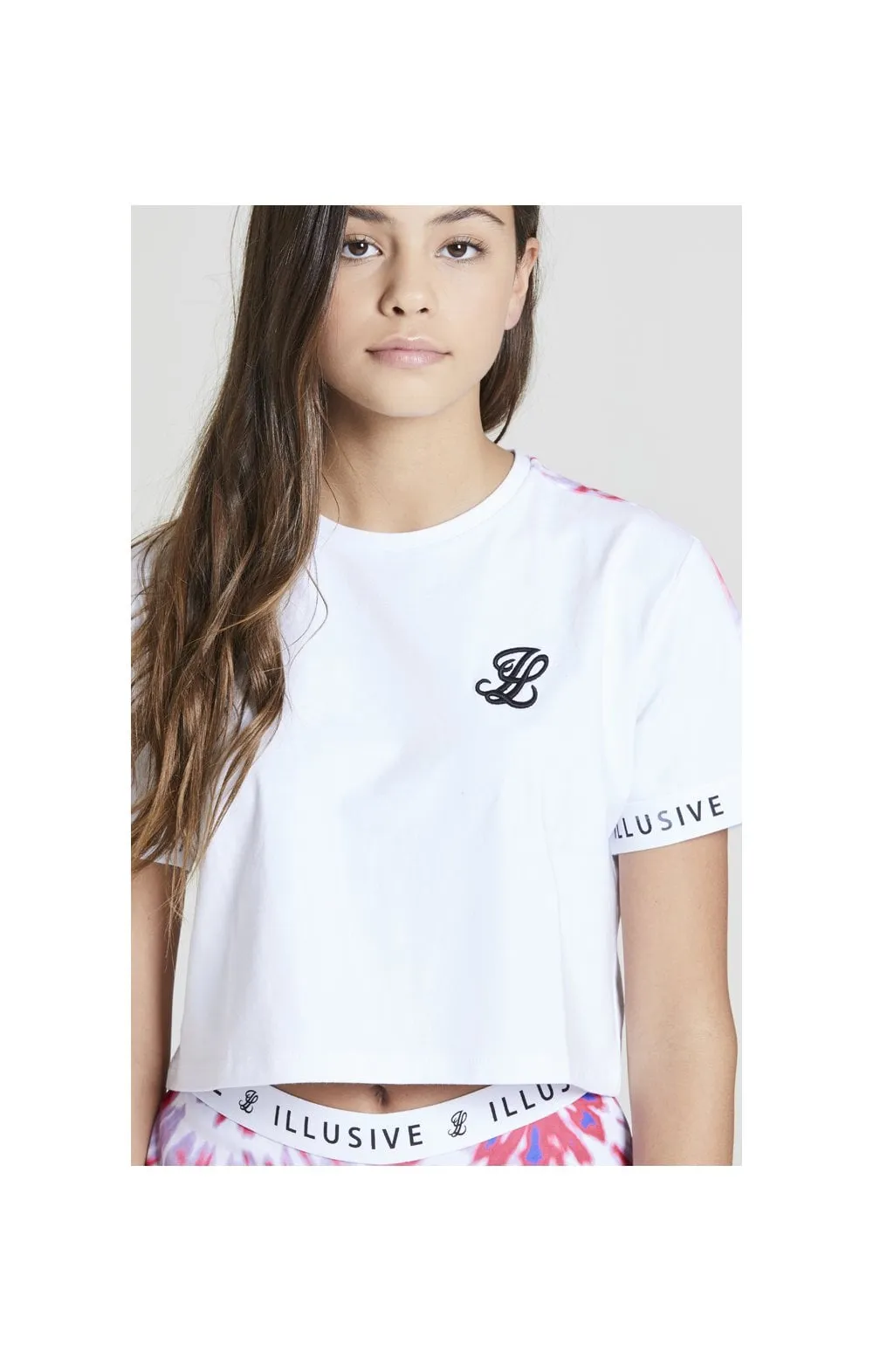 Illusive London Tie Dye Panel Cropped Tee - White sold by Siksilk product image thumbnail 2