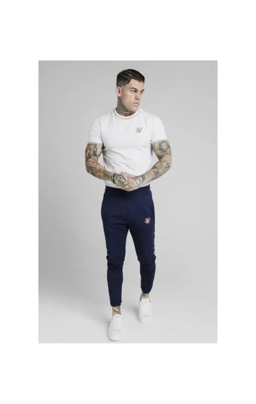 White Ribbed Muscle Fit T-Shirt sold by Siksilk
