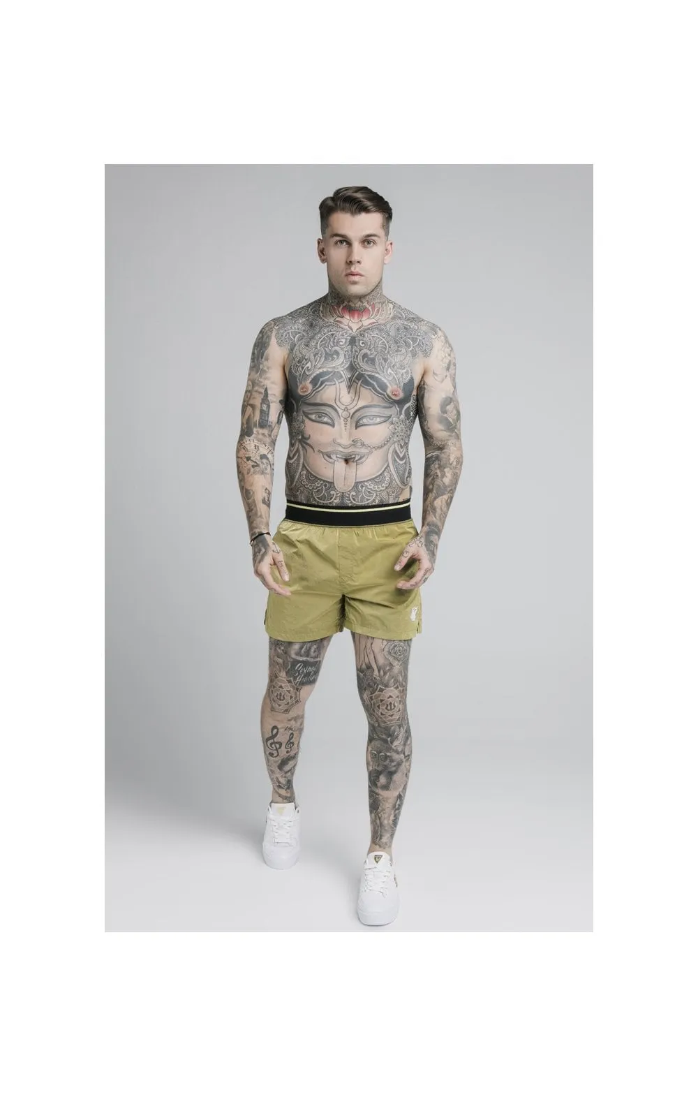 SikSilk Adapt Crushed Nylon Swim Shorts - Khaki sold by Siksilk product image thumbnail 5