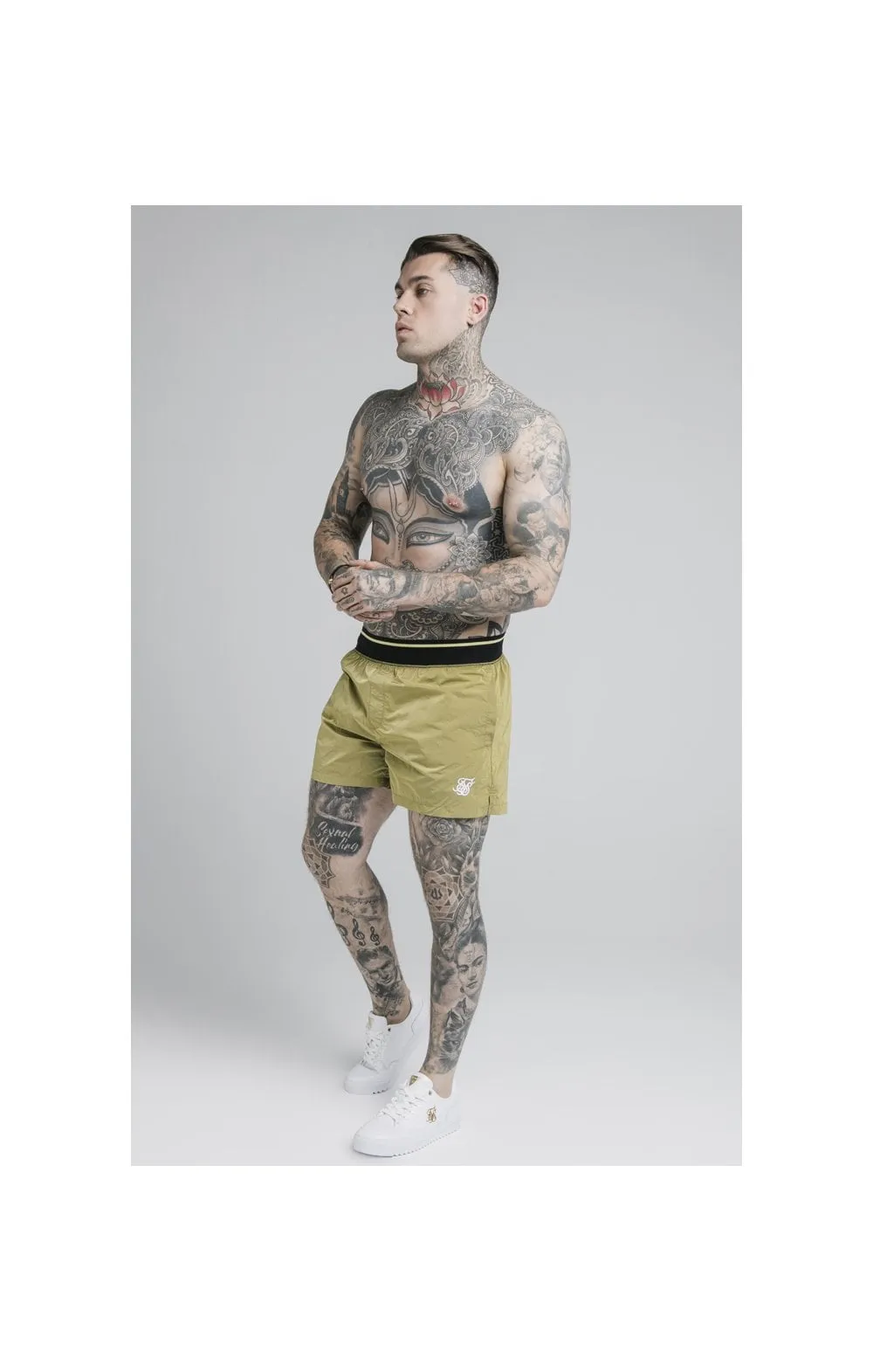 SikSilk Adapt Crushed Nylon Swim Shorts - Khaki sold by Siksilk product image thumbnail 3