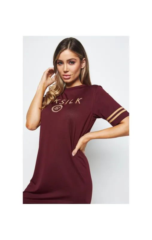 SikSilk Mesh T-Shirt Dress - Burgundy sold by Siksilk