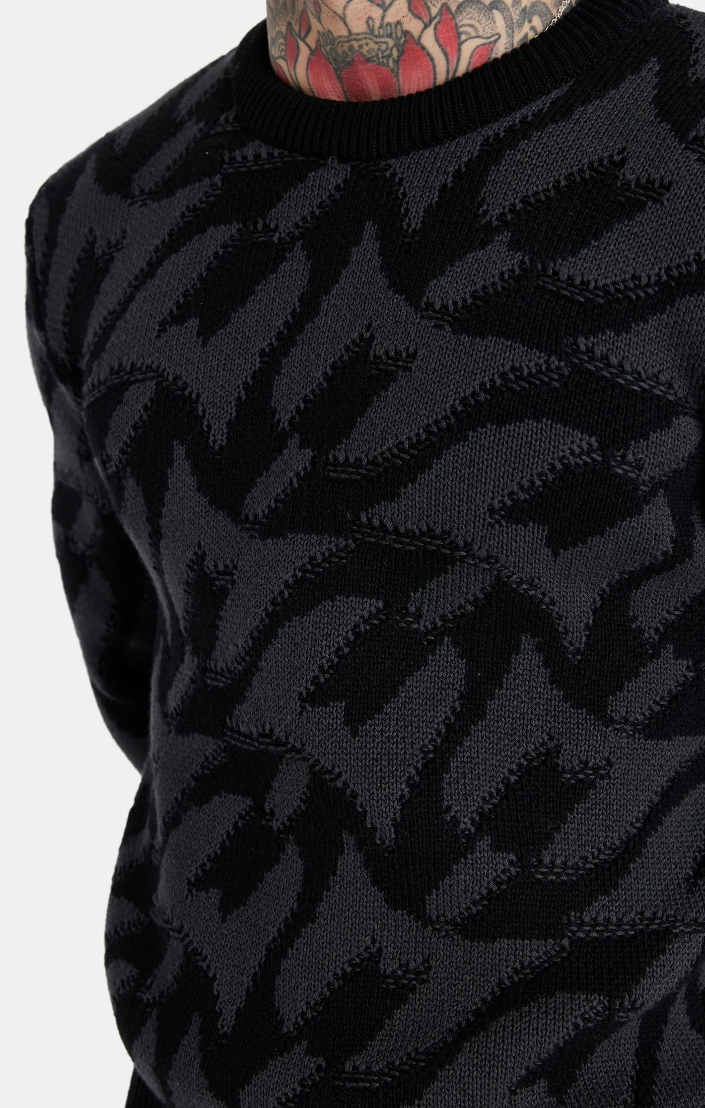Messi x SikSilk Black Monogram Chunky Knit Jumper sold by Siksilk product image thumbnail 4