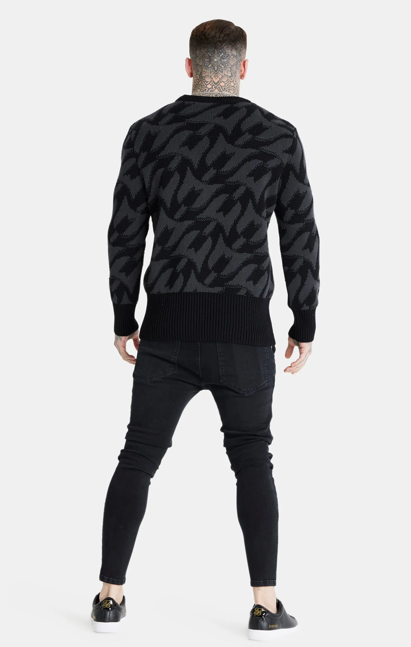 Messi x SikSilk Black Monogram Chunky Knit Jumper sold by Siksilk product image thumbnail 5