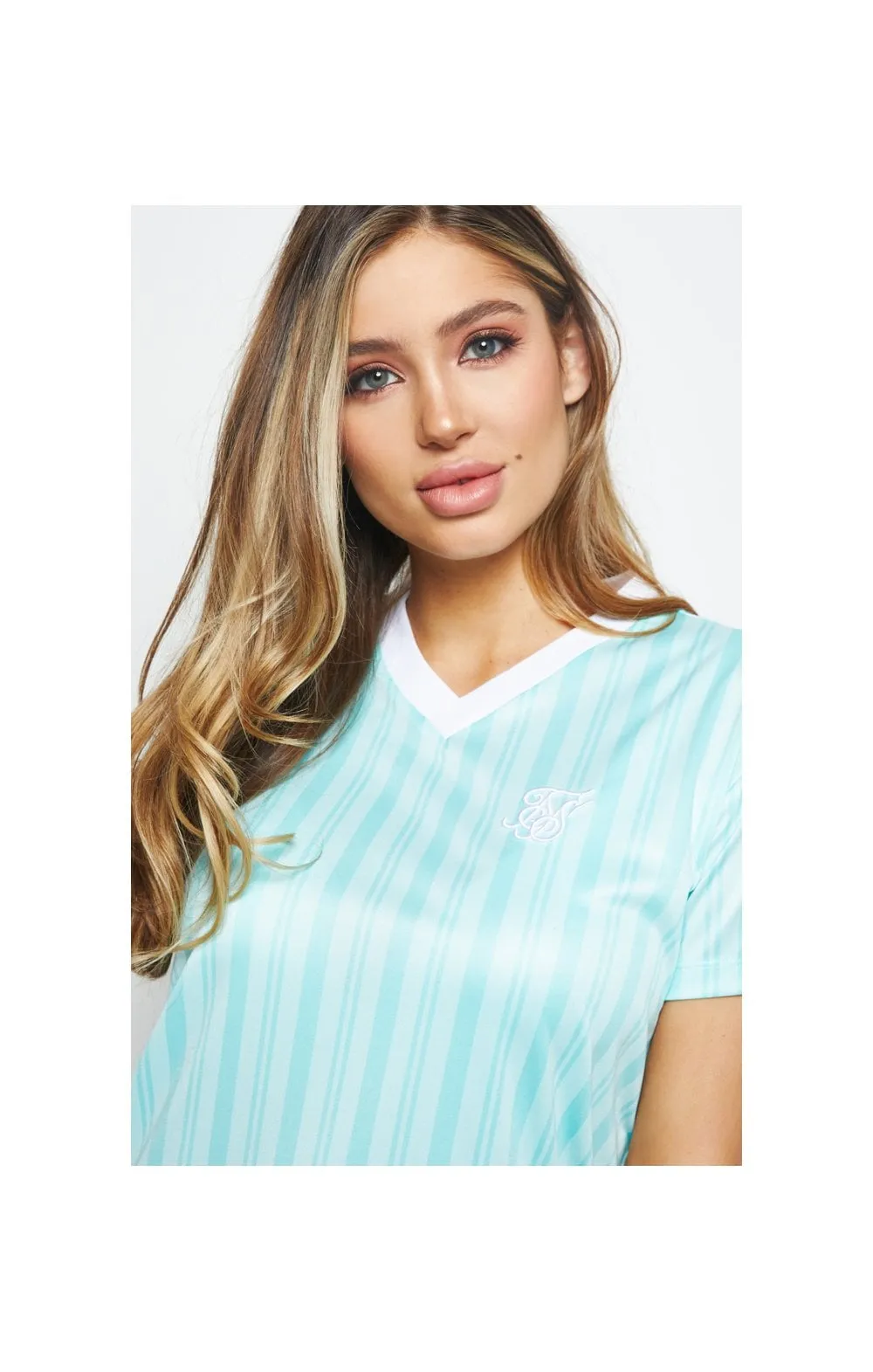 SikSilk Stripe Print T-Shirt Dress - Aqua sold by Siksilk product image thumbnail 2