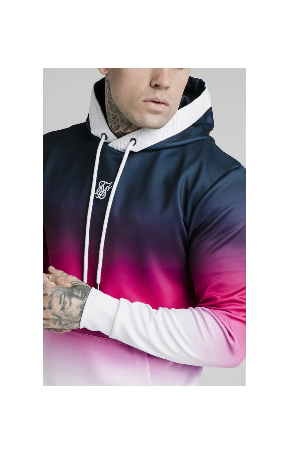 SikSilk Tri-Fade Overhead Hoodie - Navy,Pink & White sold by Siksilk product image thumbnail 2
