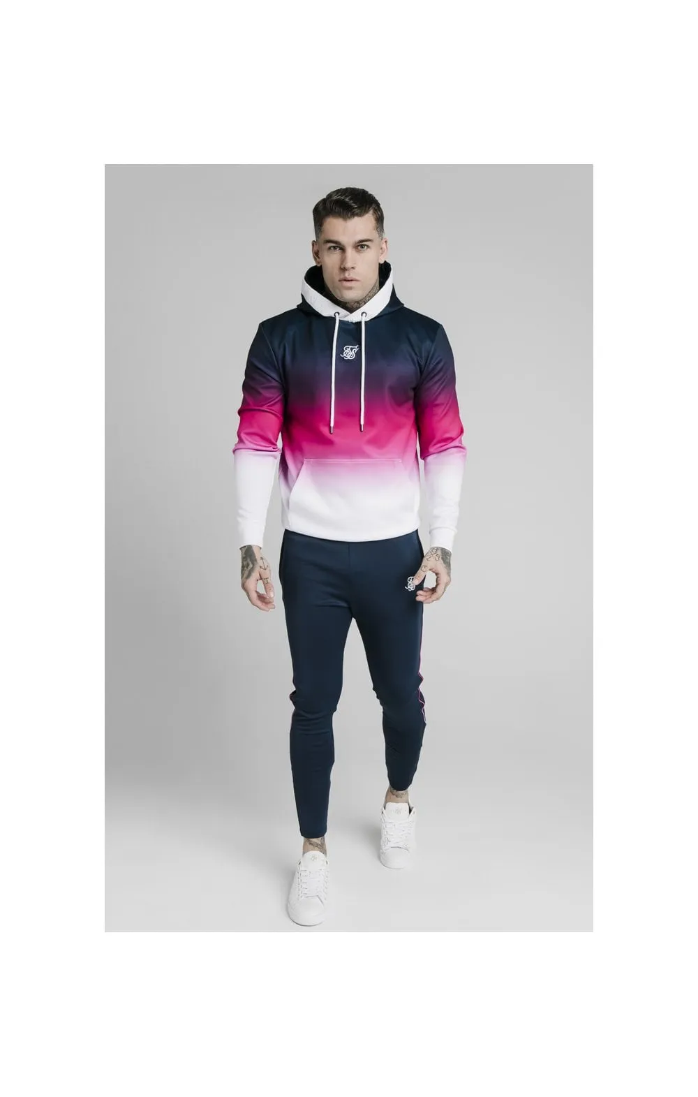 SikSilk Tri-Fade Overhead Hoodie - Navy,Pink & White sold by Siksilk product image thumbnail 4