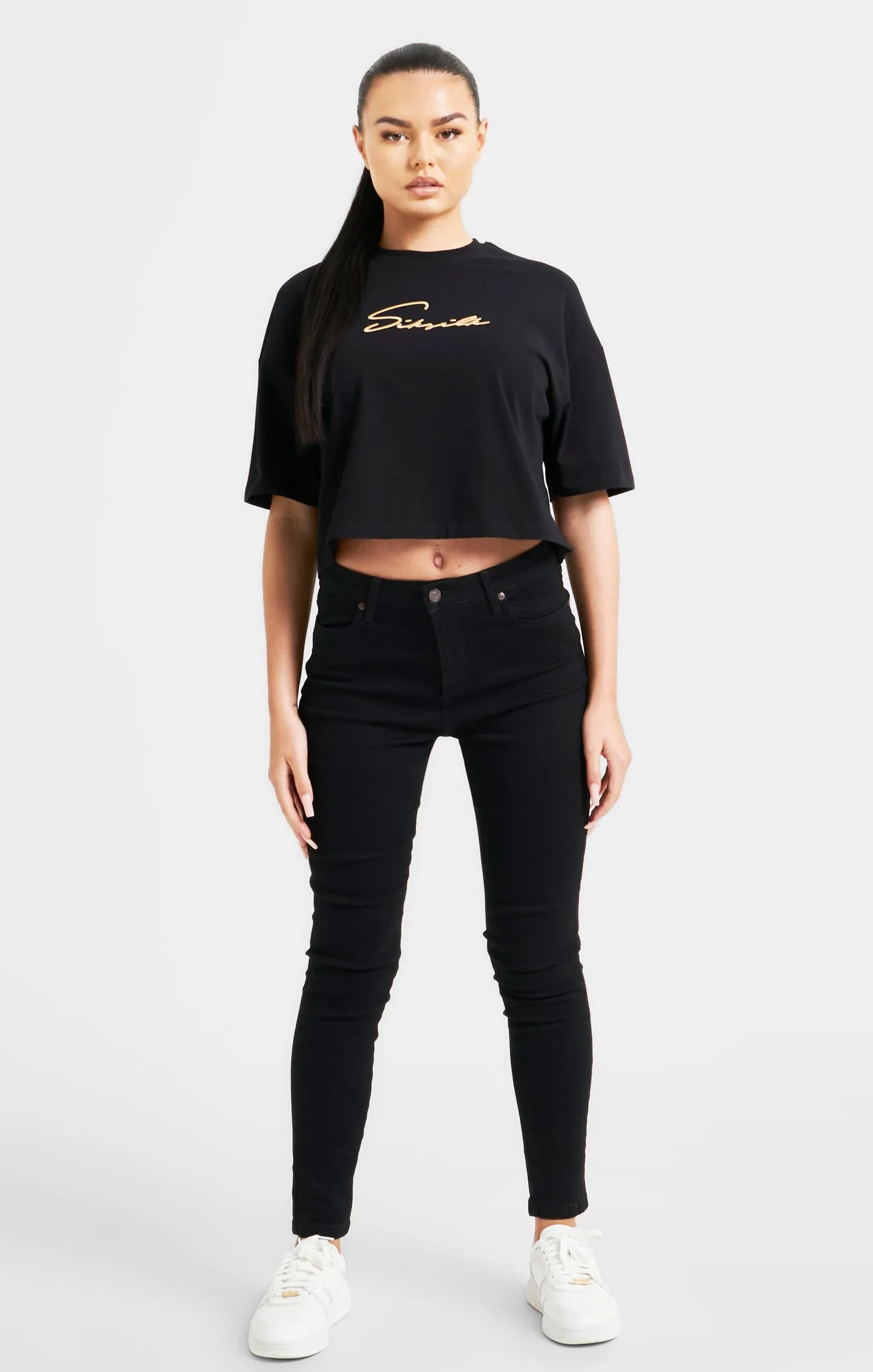 Black Signature Crop Tee sold by Siksilk product image thumbnail 3