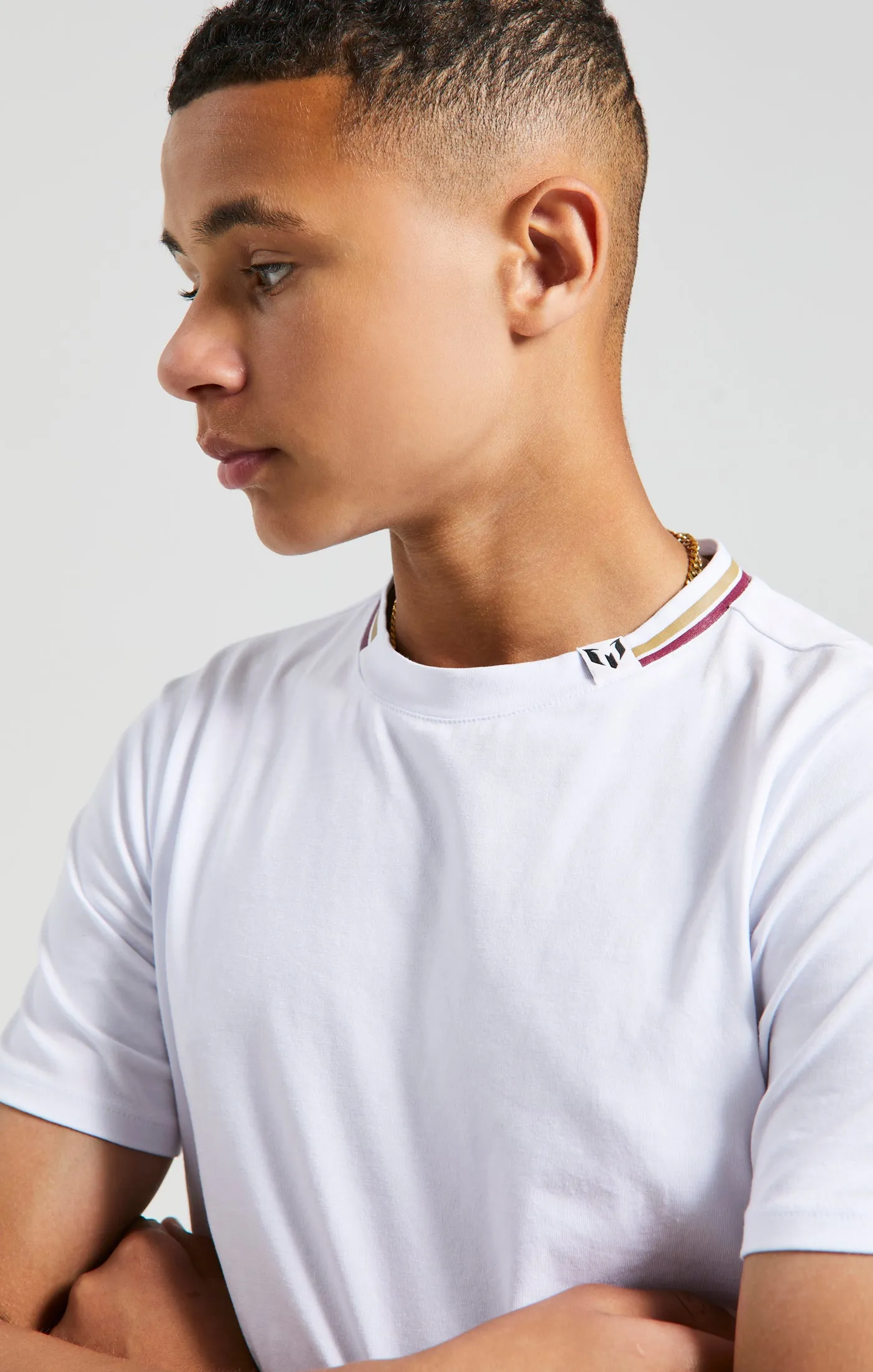 Boys Messi x SikSilk White Collar Detail T-Shirt sold by Siksilk product image thumbnail 3