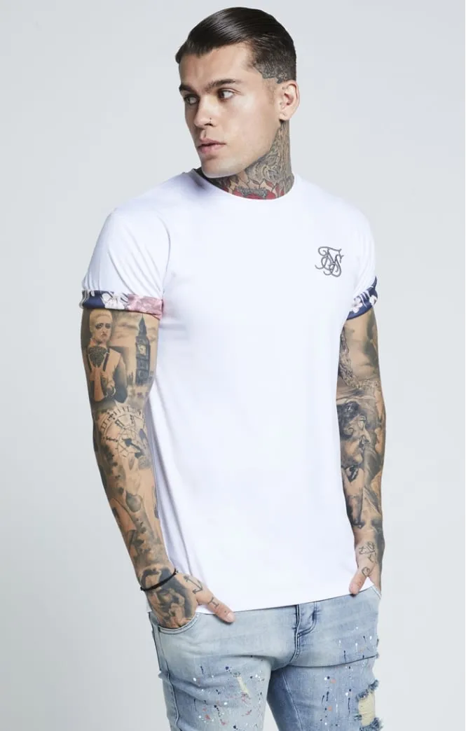 SikSilk Curved Hem Rolled Sleeve Tee - White sold by Siksilk