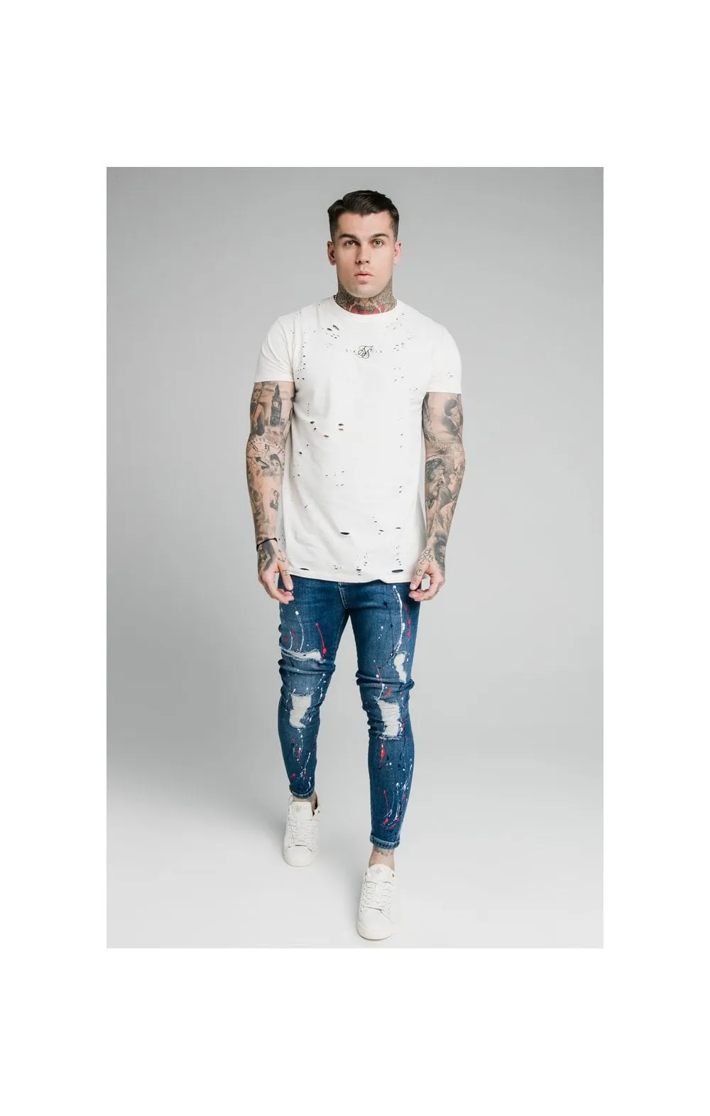 SikSilk Skinny Distressed Riot Jeans - Midstone sold by Siksilk product image thumbnail 4