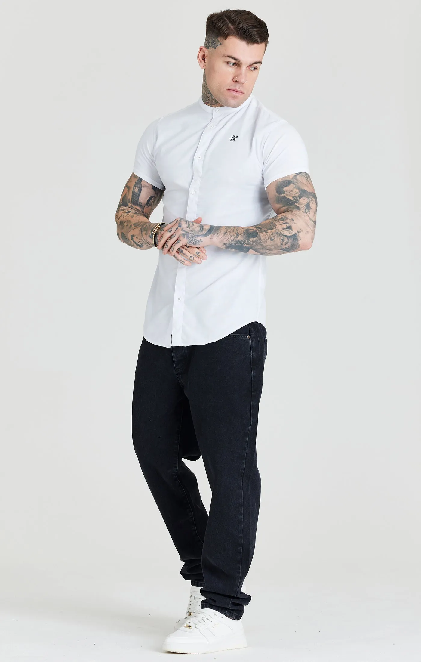 SikSilk S/S Grandad Collar Shirt - White sold by Siksilk product image thumbnail 3