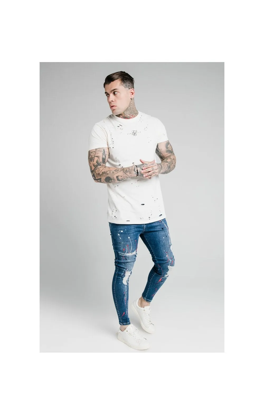 SikSilk Skinny Distressed Riot Jeans - Midstone sold by Siksilk product image thumbnail 5