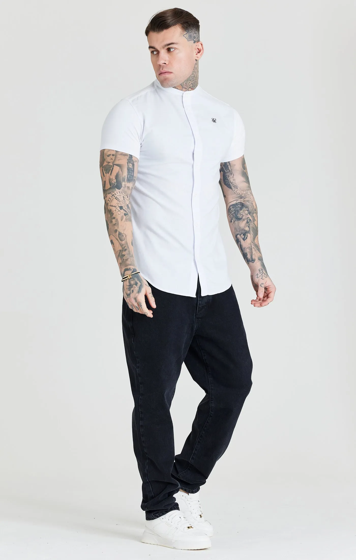 SikSilk S/S Grandad Collar Shirt - White sold by Siksilk product image thumbnail 4