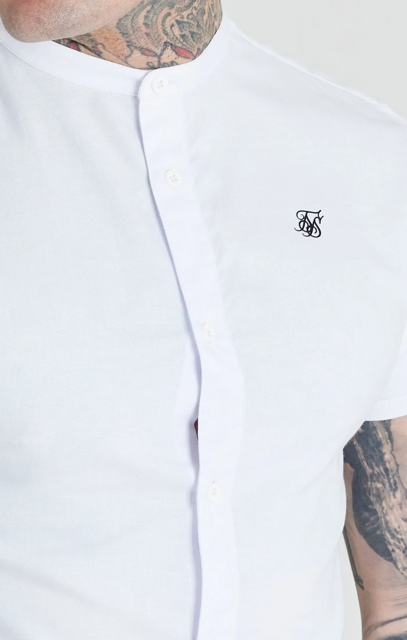 SikSilk S/S Grandad Collar Shirt - White sold by Siksilk product image thumbnail 2