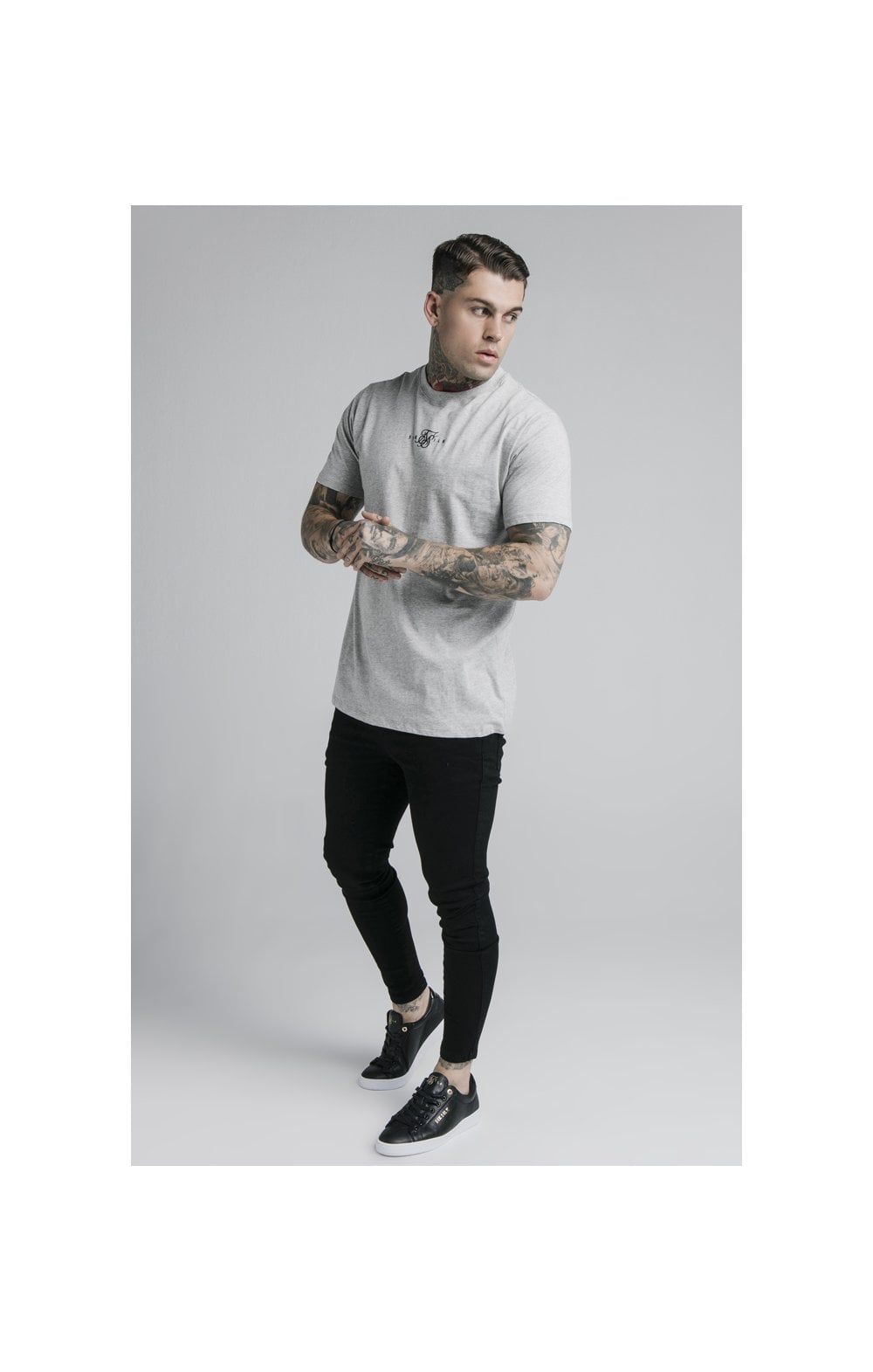 Grey Marl Essential Muscle Fit T-Shirt sold by Siksilk product image thumbnail 4