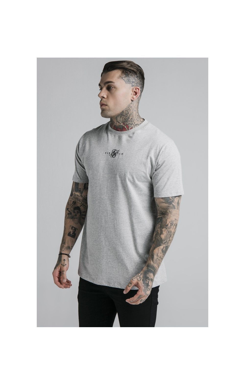 Grey Marl Essential Muscle Fit T-Shirt sold by Siksilk