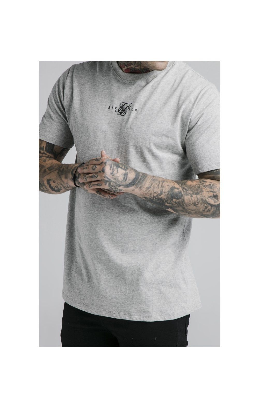 Grey Marl Essential Muscle Fit T-Shirt sold by Siksilk product image thumbnail 2