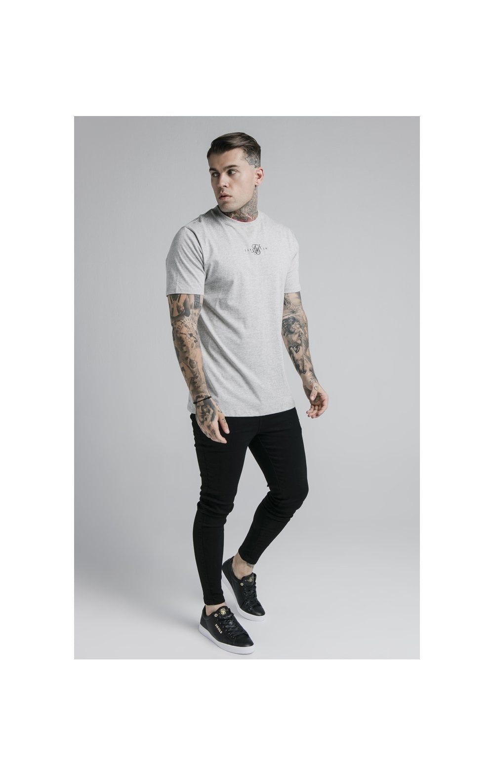 Grey Marl Essential Muscle Fit T-Shirt sold by Siksilk product image thumbnail 3