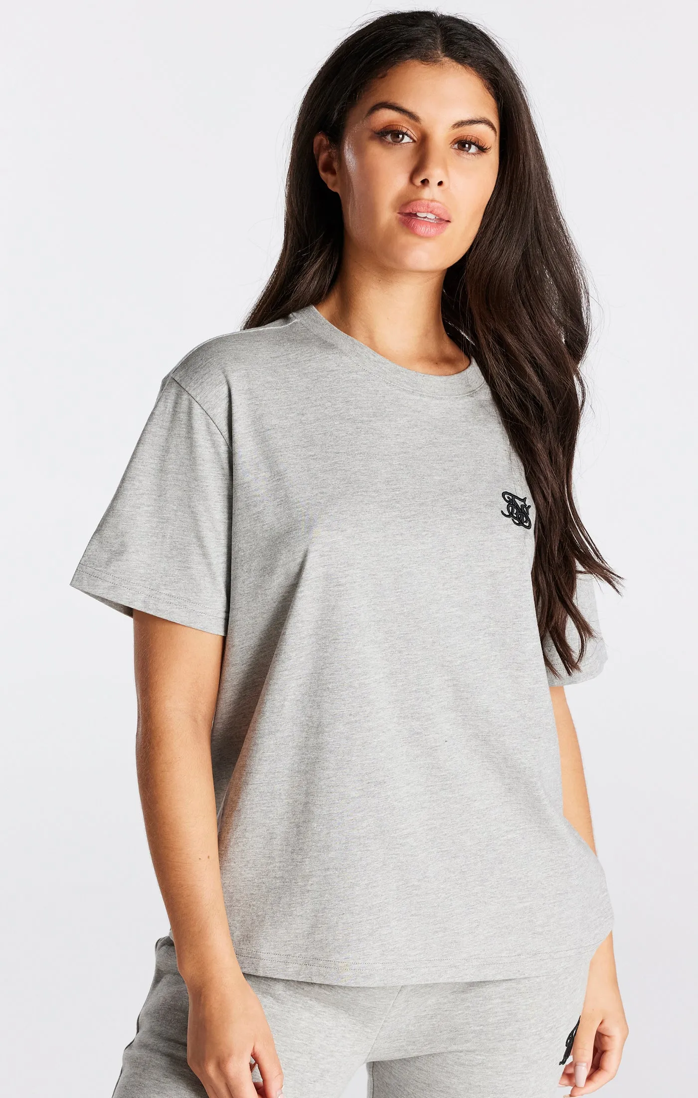 Grey Marl Essential Boyfriend T-Shirt sold by Siksilk