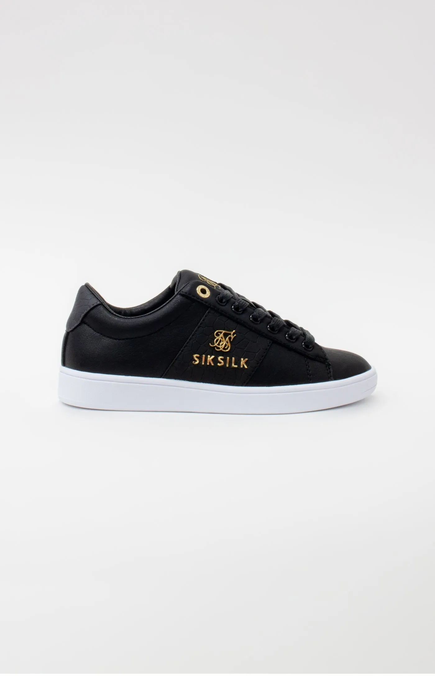 Black Juniors Low-Top Classic Trainer With Metal Logo sold by Siksilk