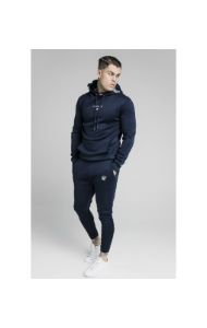 SikSilk Element Muscle Fit Overhead Hoodie - Navy & White sold by Siksilk