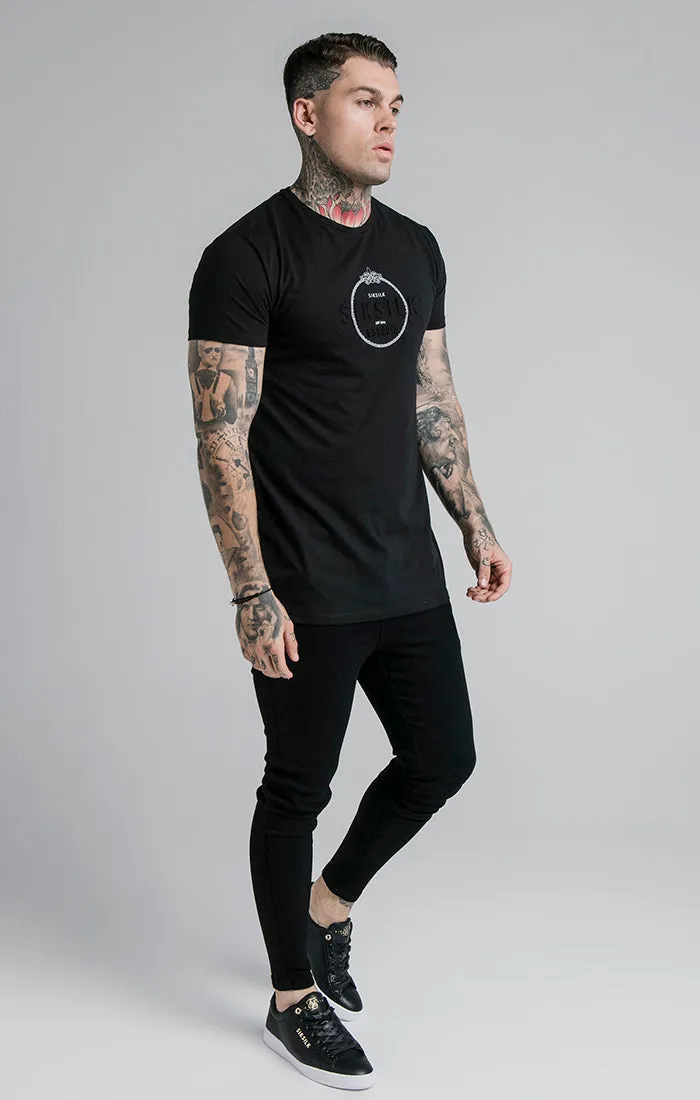 SikSilk Straight Hem Chain Print Box Tee - Black sold by Siksilk product image thumbnail 4