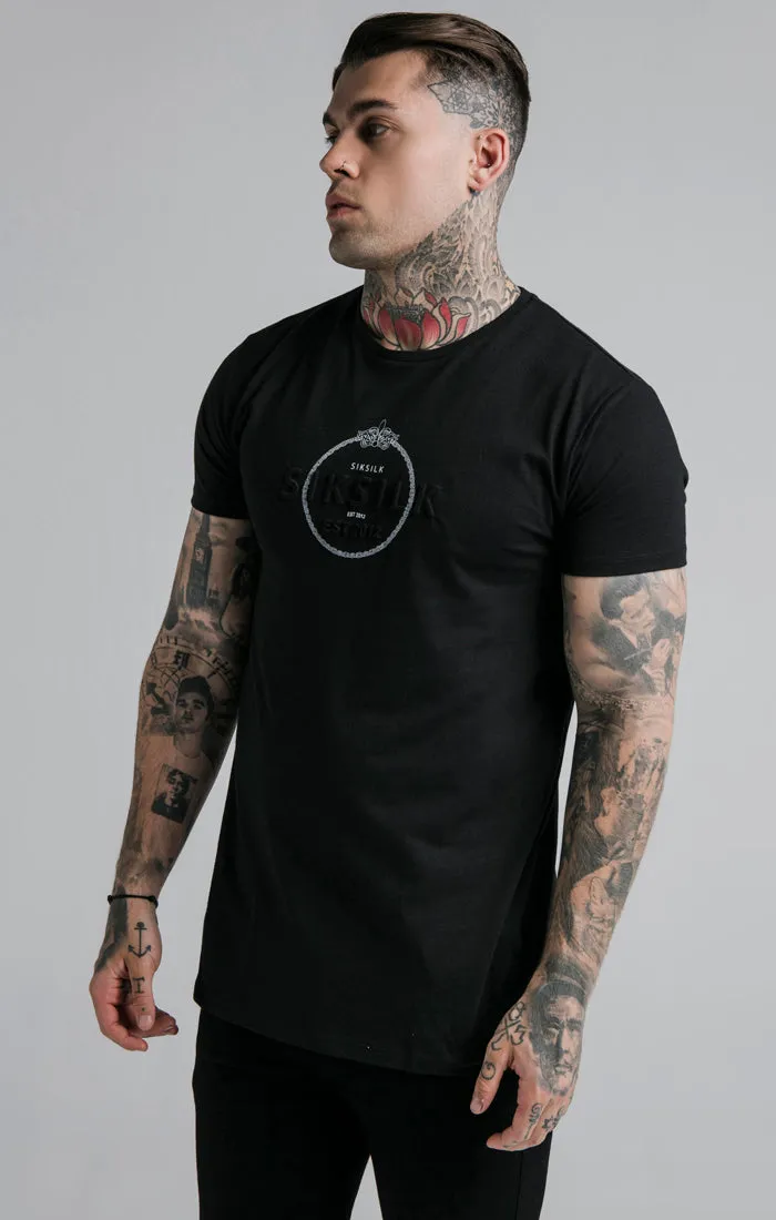 SikSilk Straight Hem Chain Print Box Tee - Black sold by Siksilk