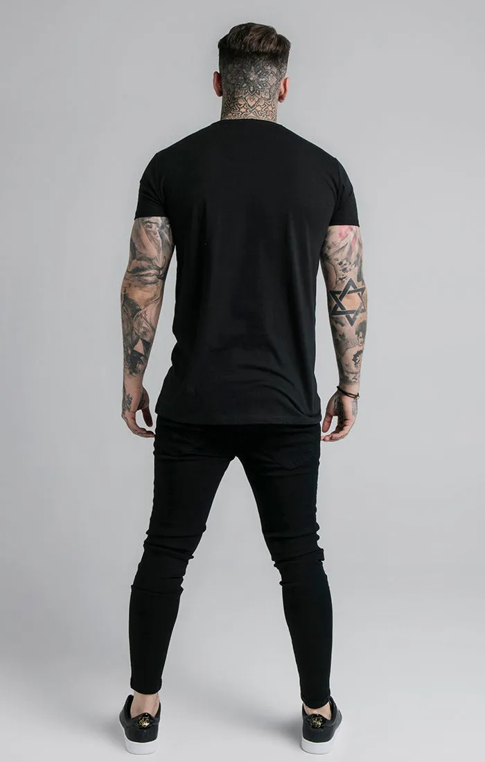 SikSilk Straight Hem Chain Print Box Tee - Black sold by Siksilk product image thumbnail 5