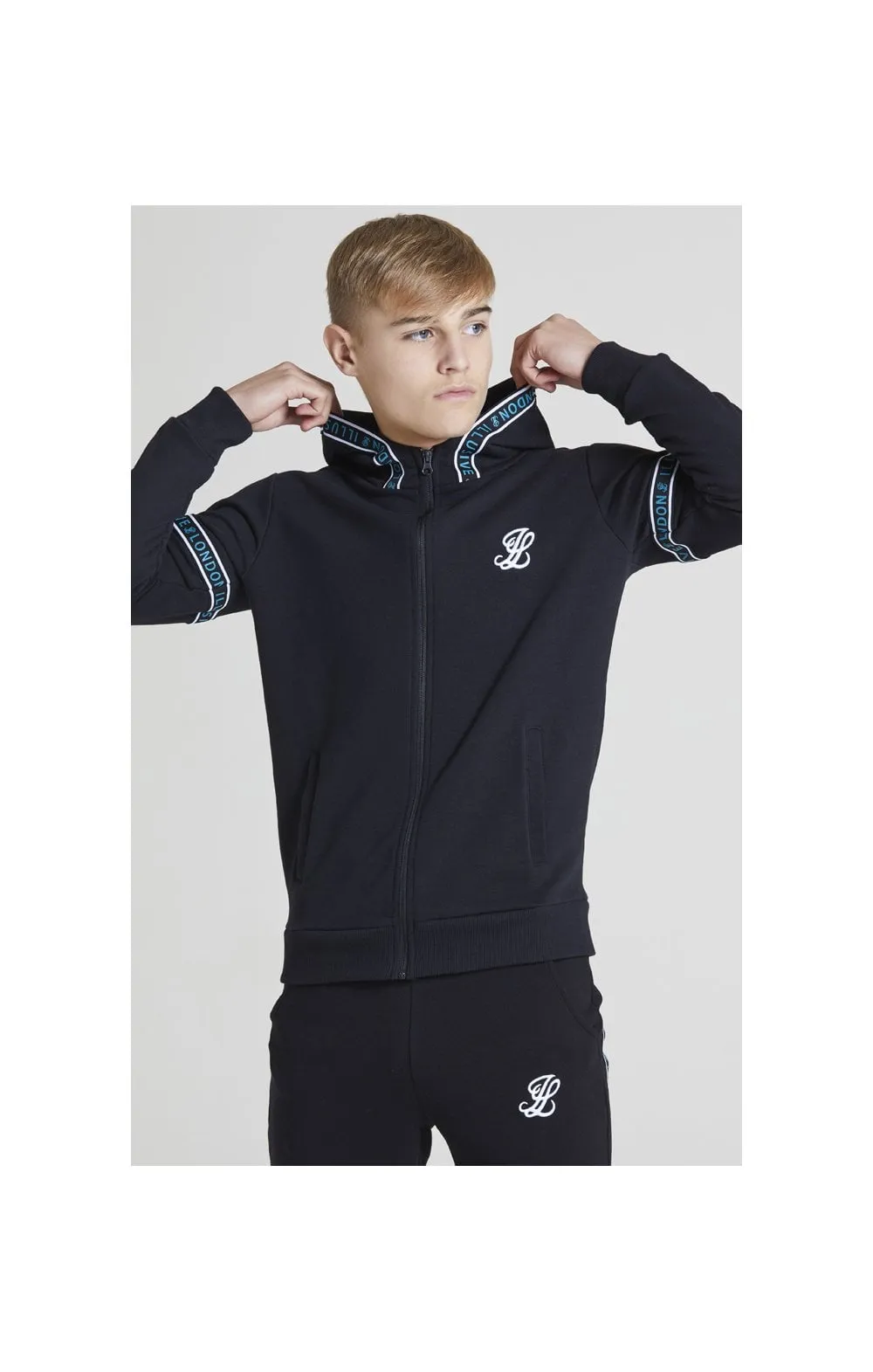 Illusive London Branded Zip Through Hoodie - Black sold by Siksilk product image thumbnail 2