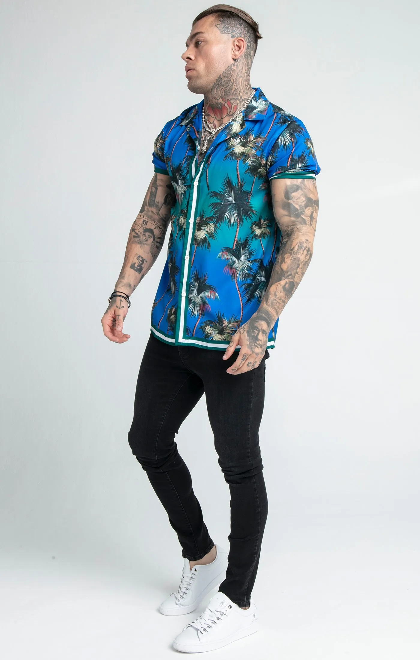 Blue Palm Resort Shirt sold by Siksilk product image thumbnail 4