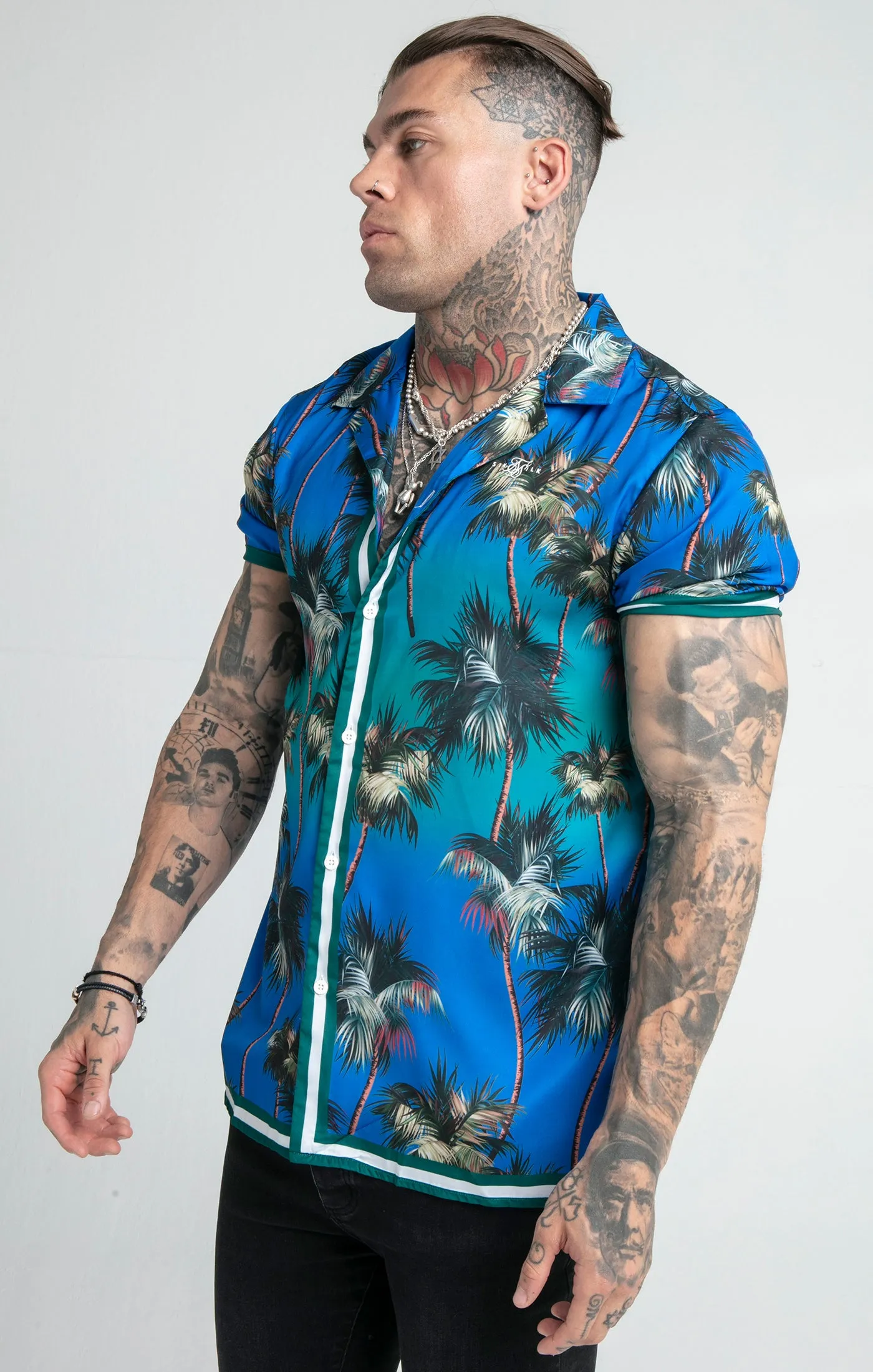 Blue Palm Resort Shirt sold by Siksilk