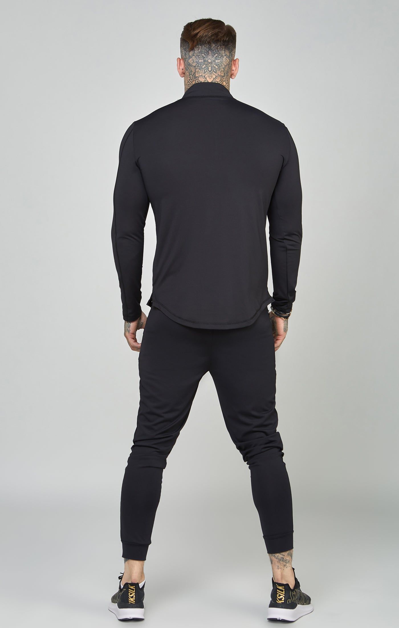 Black Sports Muscle Fit Quarter Zip Long Sleeve Top sold by Siksilk product image thumbnail 5