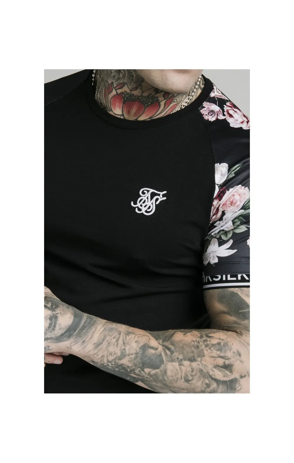 SikSilk S/S Prestige Floral Inset Tech Tee - Black sold by Siksilk product image thumbnail 2