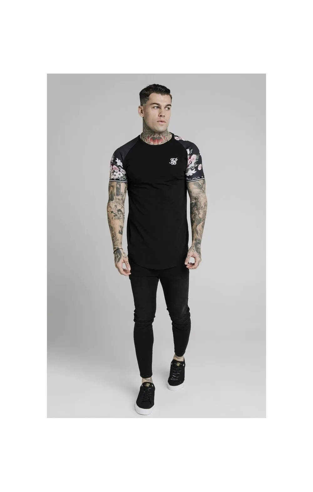 SikSilk S/S Prestige Floral Inset Tech Tee - Black sold by Siksilk product image thumbnail 3